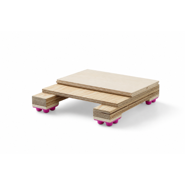 Engineered hardwood sports flooring system cross-section