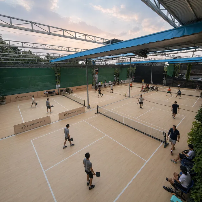 Professional training pickleball hall with waterproof bio-based flooring